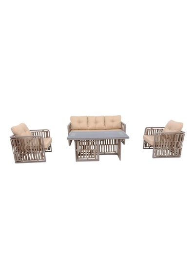 Talia Rattan Bahçe Oturma Grubu 3+1+1 Sehpalı Bahçe Takımı