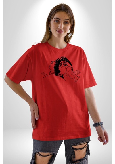 Elio Ve Oliver Call Me By Your Name Pamuklu Bisiklet Yaka Unisex Oversize Boyfriend Dijital Baskılı Kırmızı T-shirt Kırmızı