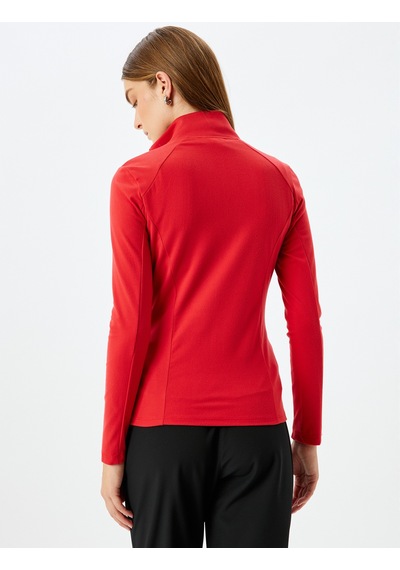 Koton Cepli Slim Fit Dik Yaka Fermuarlı Polar Sweatshirt Kırmızı 5wak10116ek Kırmızı
