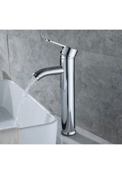 İsaoğlu Yapı Çanak Lavabo Bataryası Gümüş Lavabo Bataryası Yüksek Çanak Lavabo Musluğu Modern Tasarım Gümüş