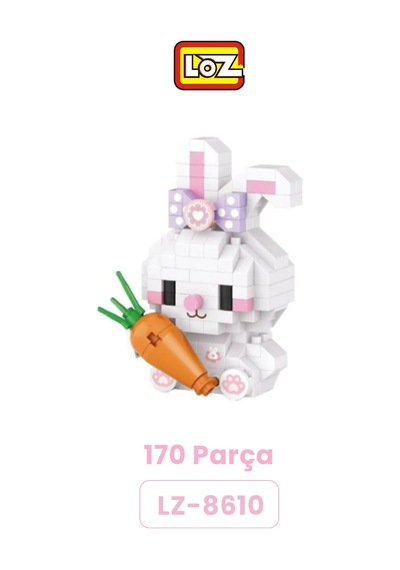 Loz Micro Block 2'li Panda Tavşan Figürü 2 Farklı Model Dekoratif Oyuncak Yapım Seti Yapı Blok Seti