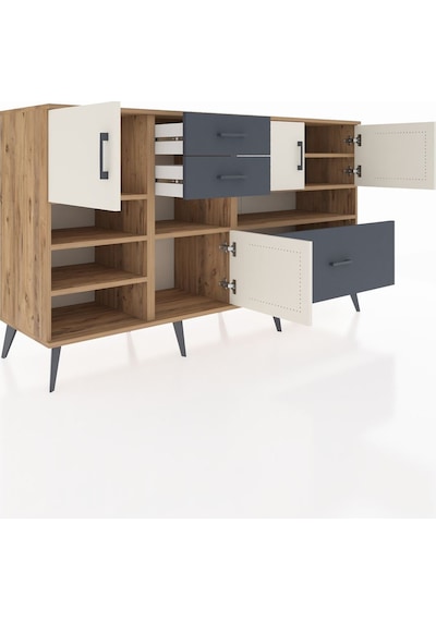Kronos Konsol 7 Raflı 3 Çekmeceli 4 Kapaklı 176x59x99 Çam-aytaşı/ Çam-aytaşı/antrasit