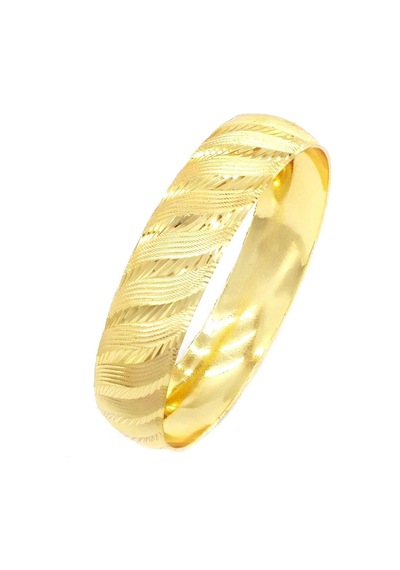 Ferizz Altın Kaplama Dalgalı Yan Çizgili 1.5 Cm Bilezik Blz-3077 001