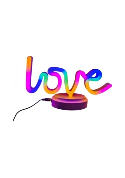 Mey İthalat Neon Işıklı Love Yazılı Masa Gece Lambası