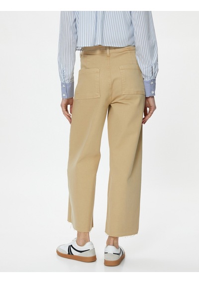 Koton Geniş Kısa Paça Kot Pantolon Yüksek Bel - Sandra Jeans Bej 4sal40007mw 4SAL40007MW055 Ekru Koton Geniş Kısa Paça Kot Pantolon Yüksek Bel - Sandra Jeans Bej 4sal40007mw 4SAL40007MW055 Ekru