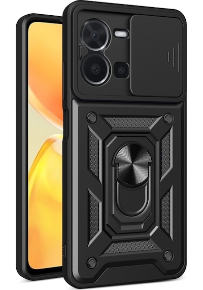 Nihcase Vivo Y22s Kılıf Magnetik Standlı Kamera Korumalı Slide Sürgülü Cover Kapak