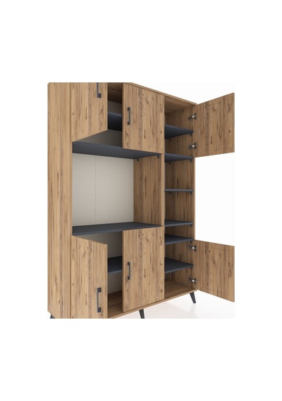 Hyperion Dolap 10 Raflı 6 Kapaklı 132x44x195 Çam-çam/antrasit Çam Hyperion Dolap 10 Raflı 6 Kapaklı 132x44x195 Çam-çam/antrasit Çam