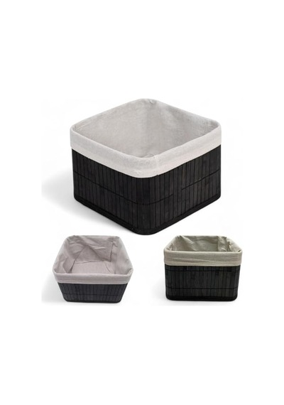 Deconox Bambu Çok Amaçlı Saklama Kutusu Düzenleyici Kare Organizer, Dekoratif Bambu Düzenleyici Siyah 20x20x13cm