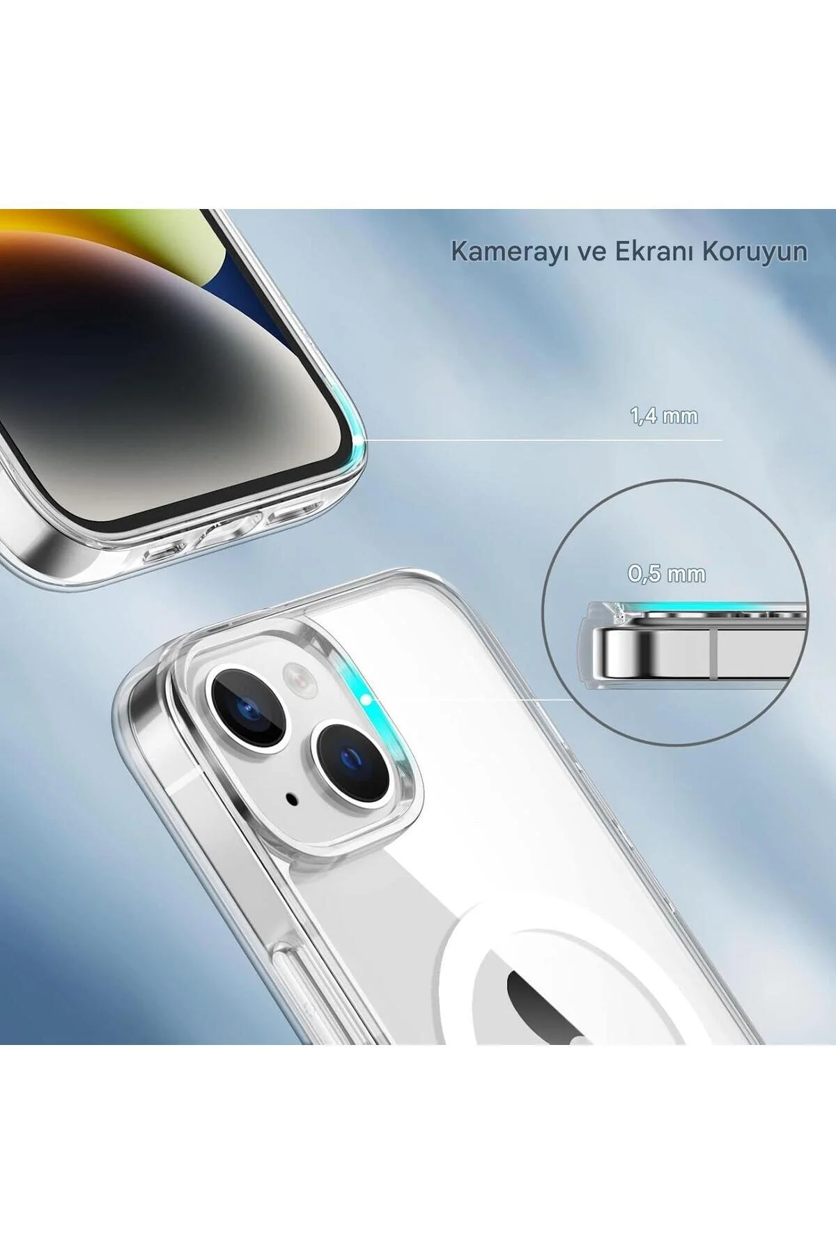 Apple Uyumlu iPhone 15 Şeffaf Magsafe Kılıf Şeffaf