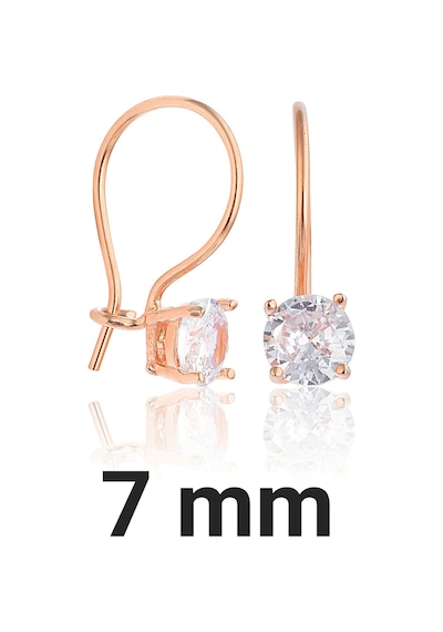 925 ayar Gümüş Rose kaplama 7 mm Tektaş Mengeç küpe