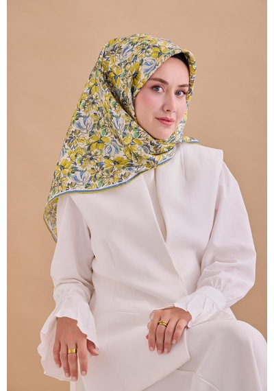 Silk Home Twill İpek Eşarp 11477-12 Ekru, Asit Yeşili, Gri, Mavi, Yeşil