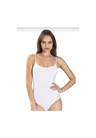 Jiber 534 Kadın Ayarlanabilir İp Askılı Kancalı Likralı Body 3 Adet beyaz
