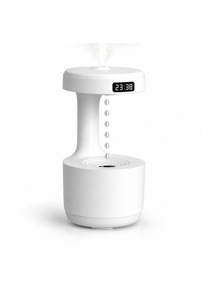 Anti Gravity Su Damlası Efektli Ultrasonik Hava Nemlendirici 600 Ml Dijital Ekran, Gece Işığı Ve Usb Kullanım