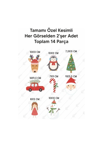 MSticker Yılbaşı Özel Figürler Çocuk Bebek Odası Sticker Seti