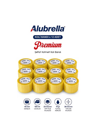 12 Adet Premium Koli Bandı, 45 Mm X 100 Mt 1