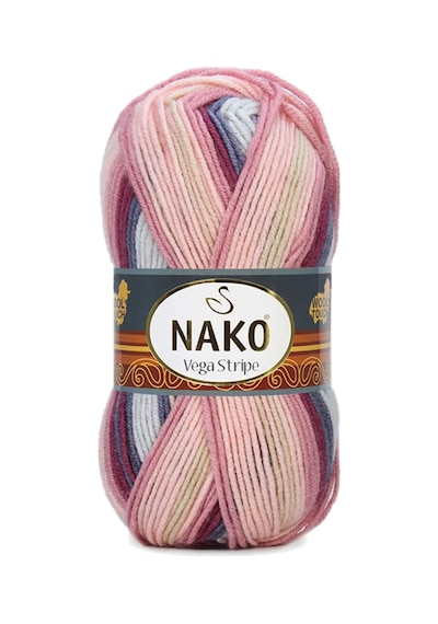 Tedar 5 Adet Vega Stripe Premium Akrilik El Örgü İpi Yünü No: 82415 Najmaddin (No:1) 8.5Cm X 10.5 Cm
