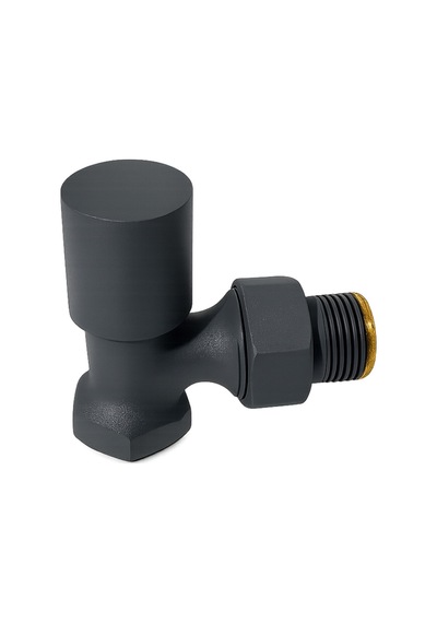 Radyatör Havlupan Vanası Köşe Tip 1/2'' Antrasit Ral 7016 Metal Volan