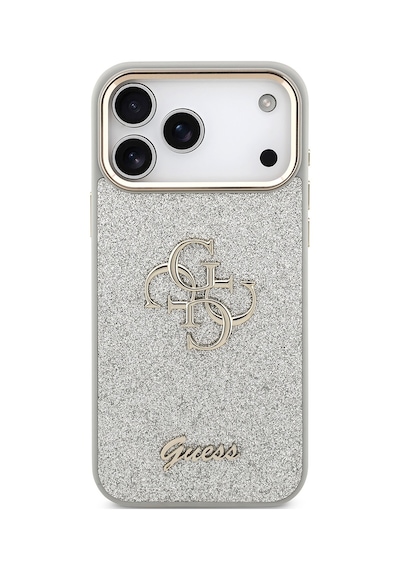 Apple Uyumlu iPhone 17 Pro Max Kılıf Guess Lisanslı 4g Büyük Metal Logolu Glitter Kapak Gri Gri
