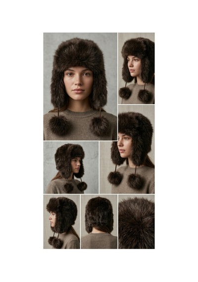 Emybox Rus Şapkası Kadın Ushanka Kürk Kalpak - Soğuk Geçirmez Kulaklı Ponponlu Kışlık Şapka Kahverengi