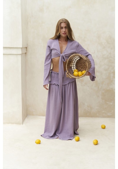 Mai Collection Mai Studios Co. Marshanda Lila Crop Etek Takım Lila