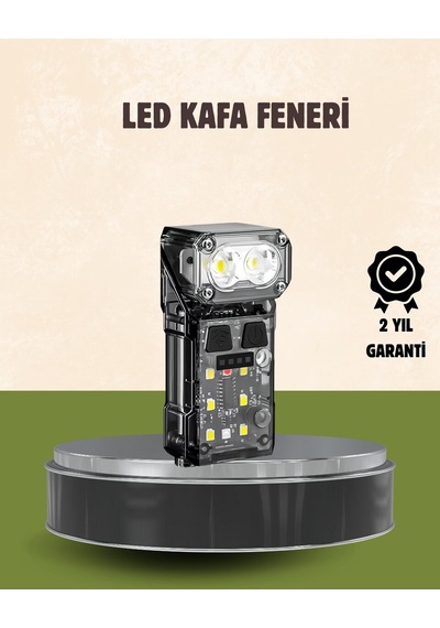 3 Ü 1 Arada Led Far Şarj Edilebilir Sensörlü Manyetik 10 Saat Kullanım Açık Gri