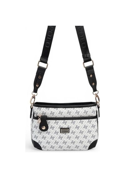Silver & Polo Silver Polo Beyaz - Siyah Monogram Kadın Çapraz Çanta Sp1160
