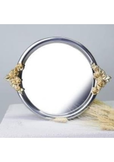 Selim Dekor Rose Metal Yuvarlak Tepsi