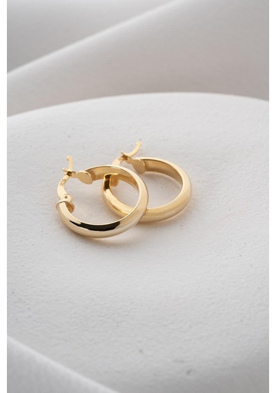 925 Ayar Gümüş 20 Mm Gold Kaplama Sade Halka Model Şarnel Küpe Gold