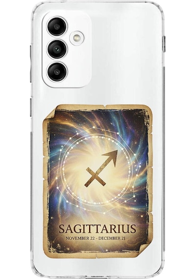 Samsung Galaxy M23 İle Uyumlu Burç Kartları Yay Tasarımlı Şeffaf Silikon Kılıf Şeffaf