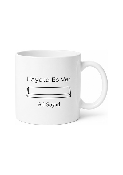 Klavye Boşluk Tuşu Çizimli Hayata Es Veren Dinlenme Zamanı Kupa Bardak Hediye Beyaz / Çok Renkli