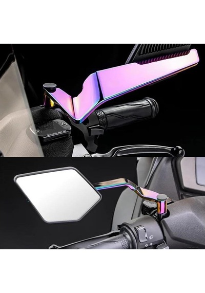 Motosiklet İridyum Renk Universal Katlanır Ayna Seti Rüzgar Kanatlı Modifiye Renkli Motosiklet Ayna KARBON