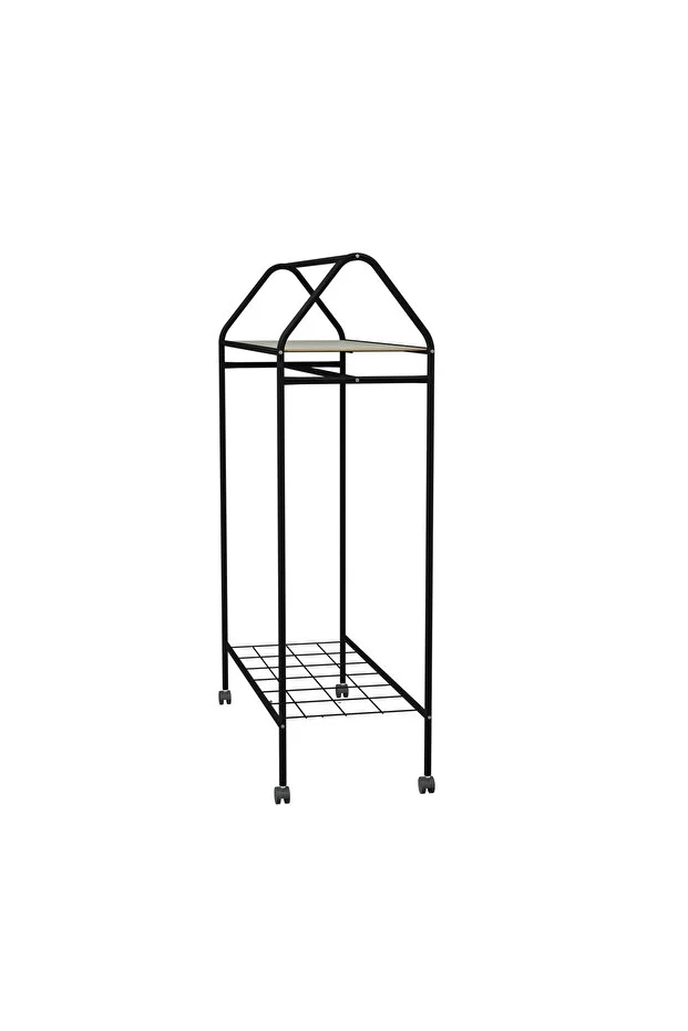 Tekerlekli Home Hanger Metal Askılık Ayaklı Askılık Siyah