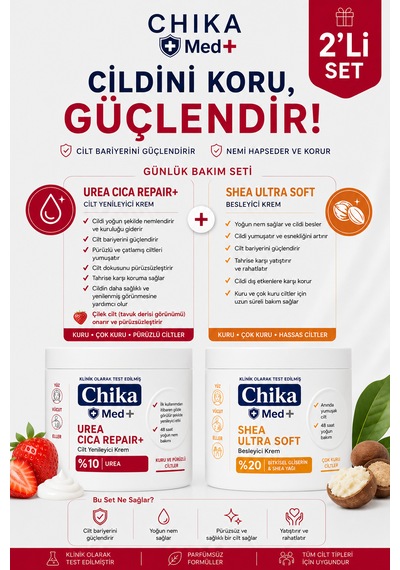 Chika Med + Urea Cıca Repaır+ & Shea Ultra Soft Onarıcı & Besleyici 2'li Bakım Seti