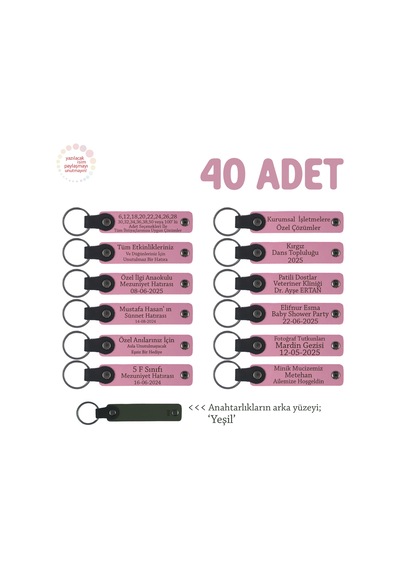 Pembe & Yeşil, Otomotiv Sektöründeki İşletmeler İçin 40' Lı Anahtarık Set, Müşterilere Özel
