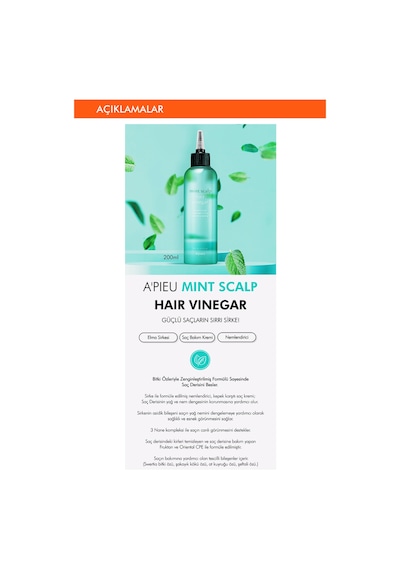 Missha Mint Scalp Hair Vinegar Nane Kompleksi İçeren Kepek Karşıtı Saç Sirkesi 200 ML