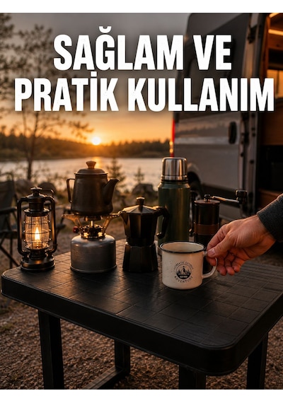 Katlanır Plastik Kamp Masası Hafif Taşınabilir Piknik Masası - Lisinya Siyah