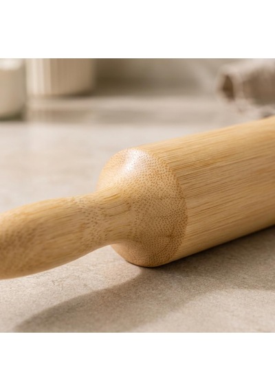 Bambu Merdane, Doğal Bambu Hamur Açma Merdanesi, Sabit Ve Döner Mekanizmalı Varyasyon Seçenekli Ahşap Mutfak Merdanesi, Börek Pizza Kurabiye Pasta Hamuru Açma İçin