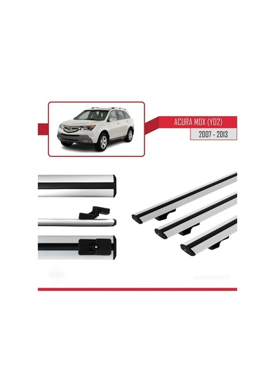 Acura Mdx Yd2 2007-2013 Arası İle Uyumlu Basic Model Ara Atkı Tavan Barı Gri 3 Adet