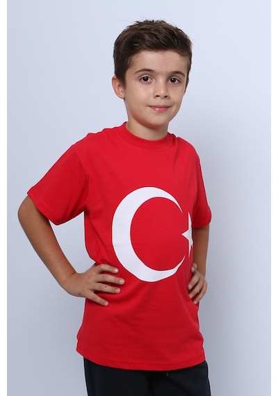 Hçm Çocuk Atatürk Ayyıldız Baskılı Tshirt Kısa Kollu A62 Kırmızı