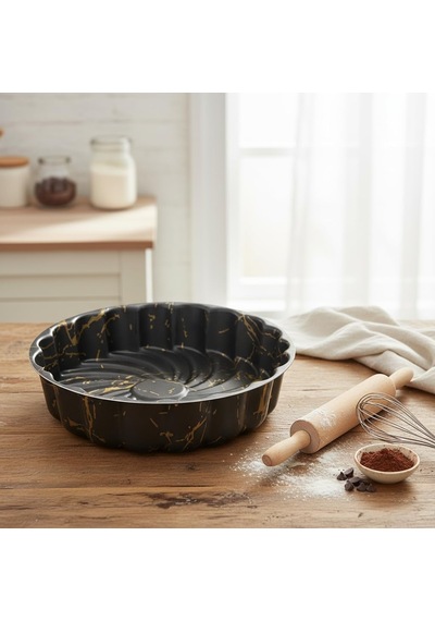 Papilla Desert Paşa Yuvarlak Kek Kalıbı 27x6 Cm - İzmir Desenli Yanmaz Yapışmaz Granit Efektli Tart Ve Turta Kalıbı Çok Renkli