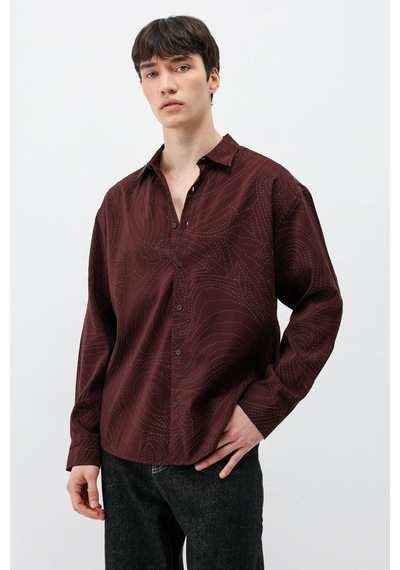 Vamos Oversize Dikiş Detaylı Gömlek Kahve