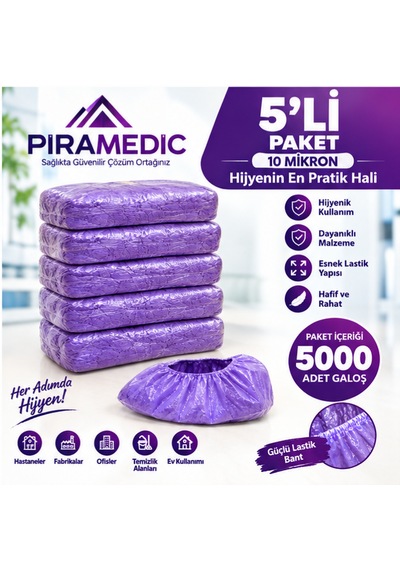 Piramedic Galoş 10 Micron 5000 Adet Mor Galoş