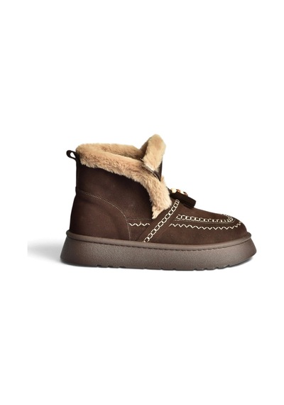 Fox Shoes Z357183561 Kahverengi Hakiki Deri Süet Kürklü Kadın Bot