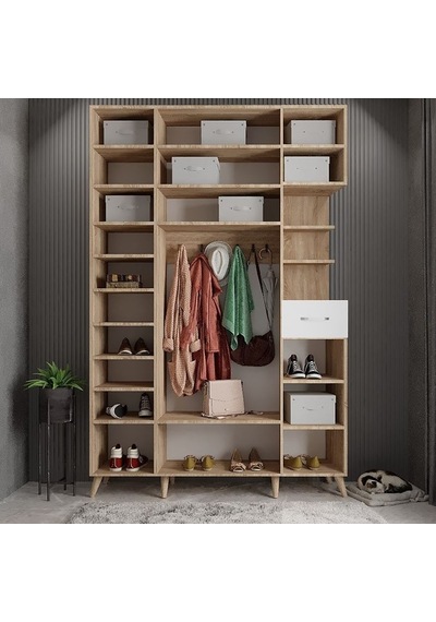 Açelya Portmanto Vestiyer Meşe Beyaz140cm M11