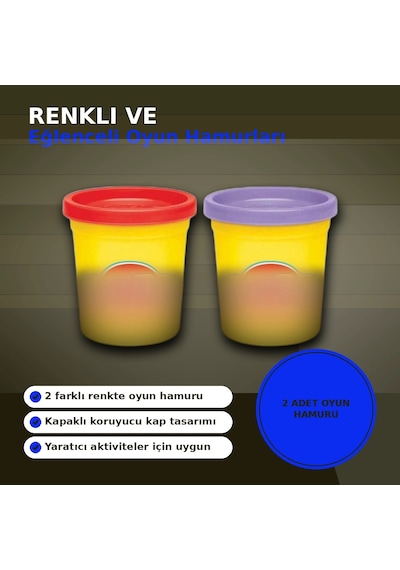 Yaratıcılığı Geliştiren 2'li Oyun Hamuru Seti - Rastgele Renklerle 1 Paket Çok Renkli