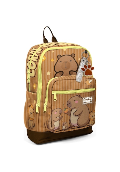 Coral High Kapibara Desenli İlkokul Sırt Çantası - Capybara Okul Çantası Kahverengi