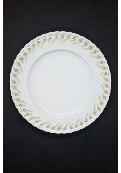 Royal Tettau İnce Porselen Antika Porselen Pasta Tabağı 19.5 Cm Pembe