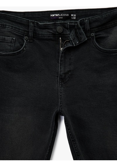 Koton Normal Bel Slim Fit Jean Pantolon - Brad Jean Siyah 6wam40003ıd Siyah Koton Normal Bel Slim Fit Jean Pantolon - Brad Jean Siyah 6wam40003ıd Siyah