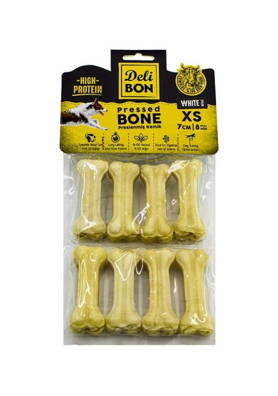 Ayrex Doggie Delibon Gerçek Deriden Pres Kemik, 7 Cmx8pcs., Beyaz