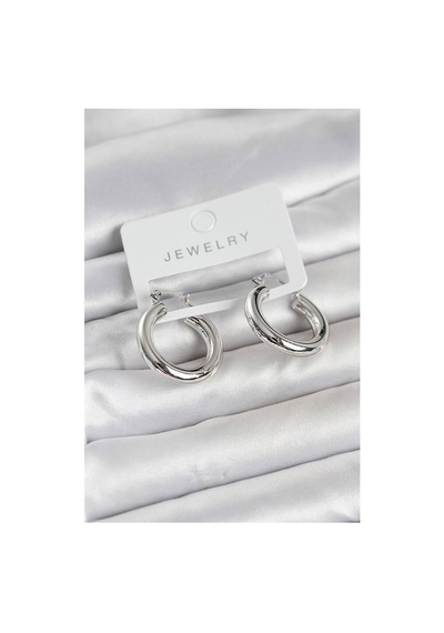 Gümüş Renk Pirinç Halka 25 Mm Kadın Küpe Tj-bkp11758 Evimdeyokyok